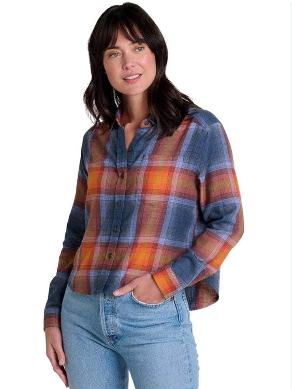 Toad and Co Boxy Flannel Button Down Shirt Re-Form Women's Medium